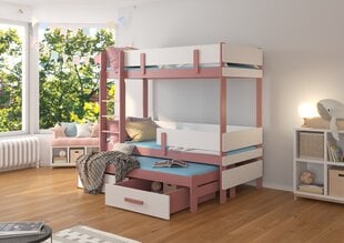 Divstāvu gulta ADRK Furniture Etapo 80x180cm, rozā/balta cena un informācija | Bērnu gultas | 220.lv