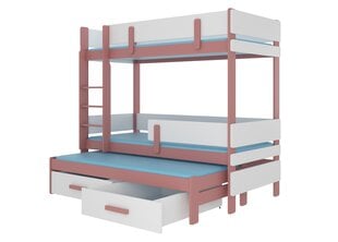 Кровать двухъярусная ADRK Furniture Etapo 90x200 см, розовая/белая цена и информация | Детские кровати | 220.lv