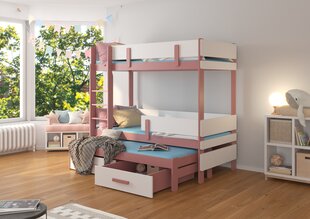 Divstāvu gulta ADRK Furniture Etapo 90x200cm, rozā/balta cena un informācija | Bērnu gultas | 220.lv
