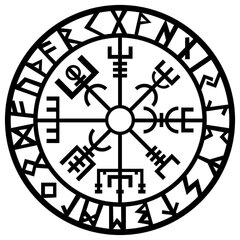 Metāla sienas dekorācija Vegvisir 2, 61x61 cm cena un informācija | Interjera priekšmeti | 220.lv