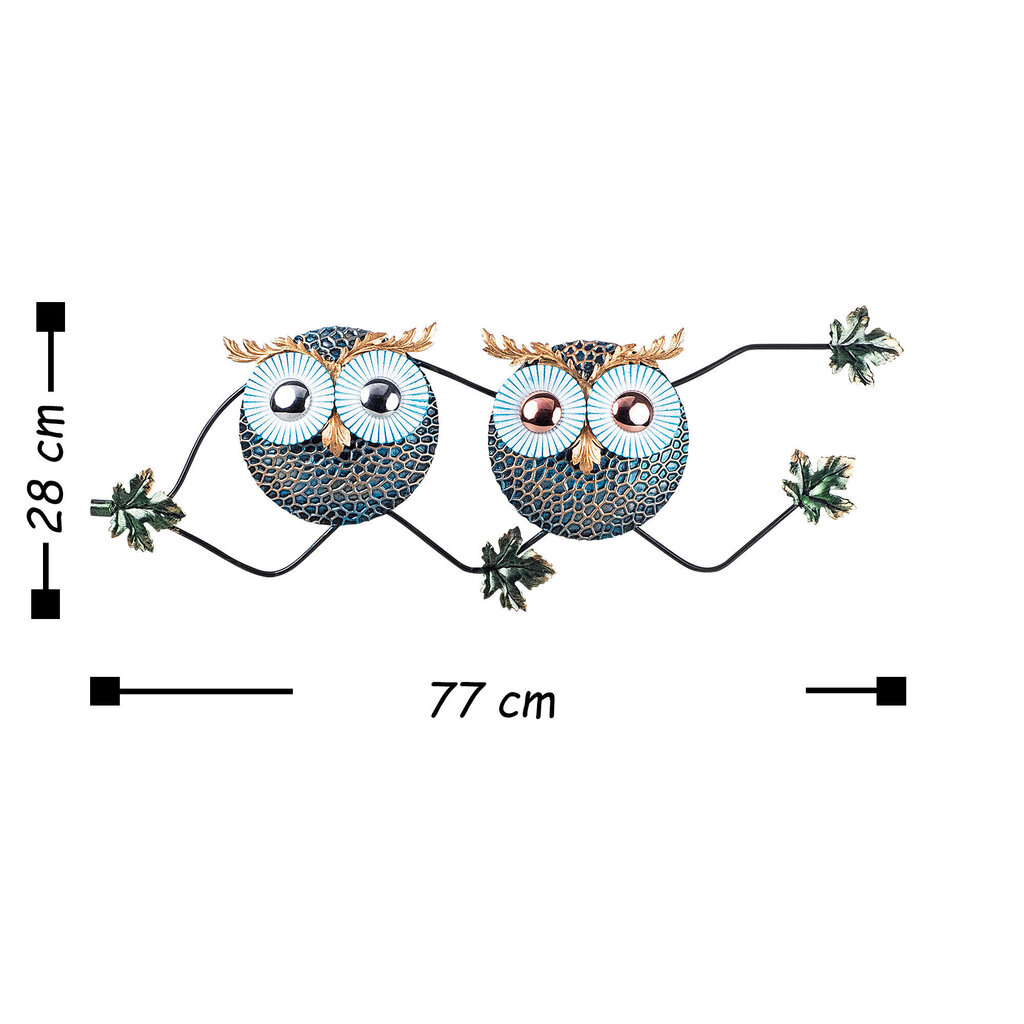 Metāla sienas dekorācija Owl 3, 77x28 cm cena un informācija | Interjera priekšmeti | 220.lv