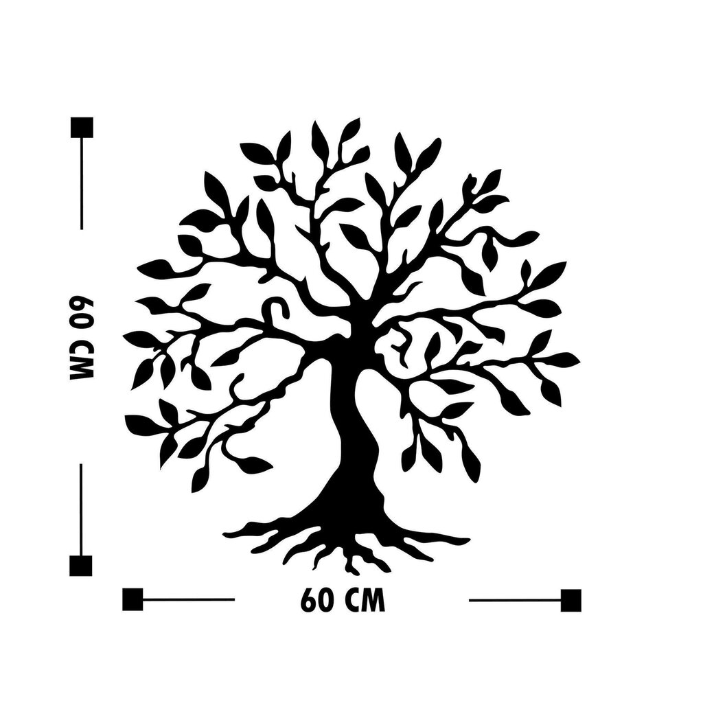 Metāla sienas dekorācija Tree 3, 60x60 cm cena un informācija | Interjera priekšmeti | 220.lv