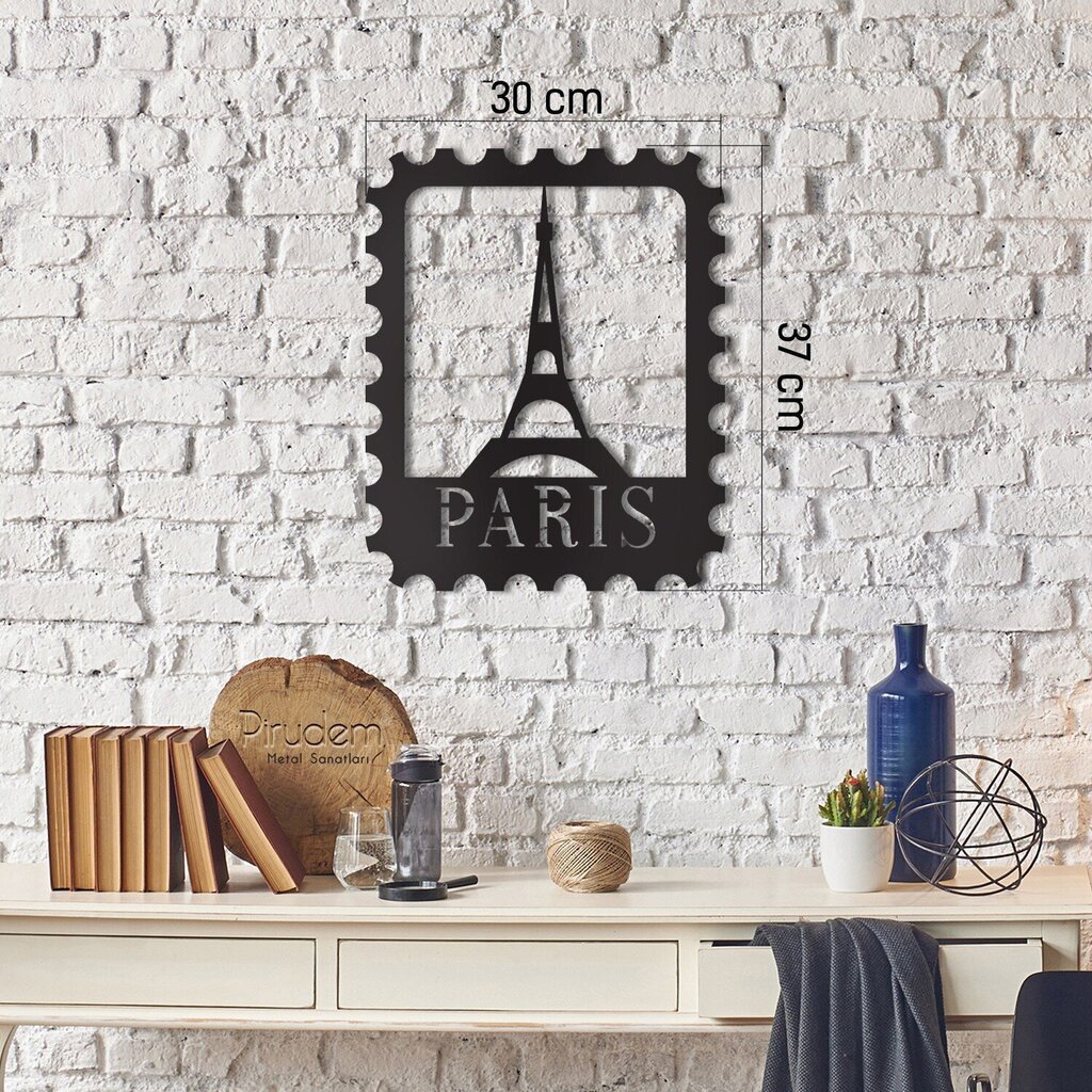 Metāla sienas dekorācija Paris Stamp, 30x37 cm cena un informācija | Interjera priekšmeti | 220.lv
