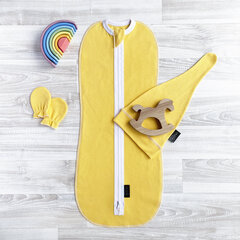 Komplekts Mjölk Minion Yellow Set {autiņš kokons, cepurīte, dūrainīši pret saskrāpēšanos} cena un informācija | Pārtinamās virsmas un autiņi | 220.lv