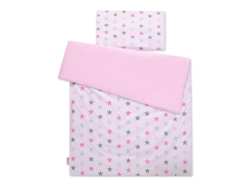 Gultas veļas komplekts Bobono, junior stars gray - pink /pink, , 140x200 cm, 2 vienības cena