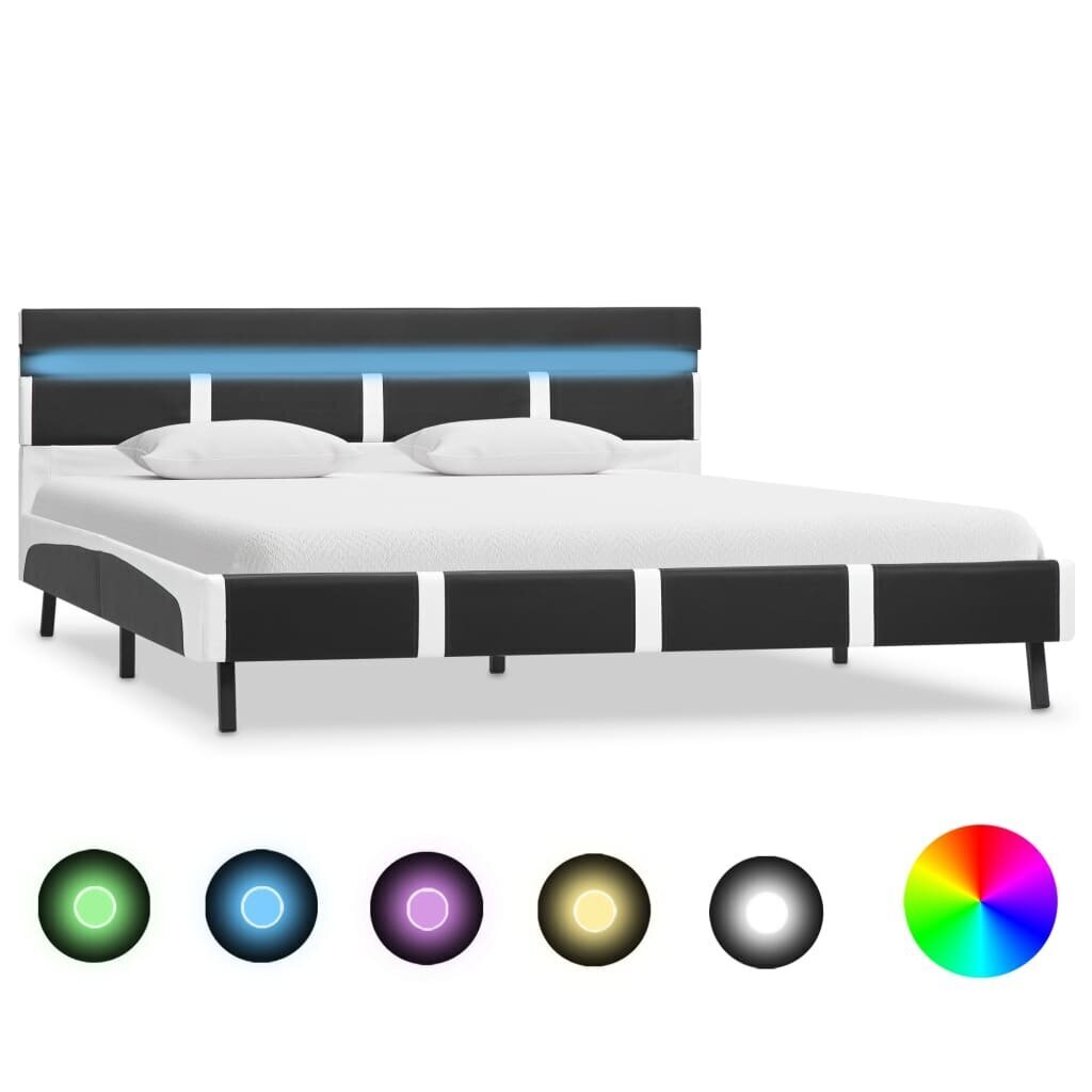 vidaXL gultas rāmis ar LED, pelēka mākslīgā āda, 140x200 cm cena un informācija | Gultas | 220.lv