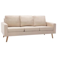 vidaXL 2-daļīgs dīvānu komplekts, krēmkrāsas audums cena un informācija | Dīvāni | 220.lv