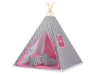 Spēļu telts-vigvams Bobono Mega Chevron, melns / rozā cena un informācija | Bērnu rotaļu laukumi, mājiņas | 220.lv