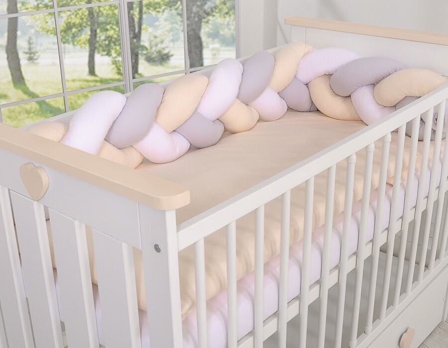 Pīta bērna gultiņas apmale My Sweet Baby balti-pelēki-bēša krāsā cena un informācija | Bērnu drošības preces | 220.lv