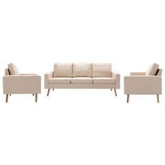 vidaXL trīsdaļīgs dīvānu komplekts, krēmkrāsas audums cena un informācija | Dīvāni | 220.lv