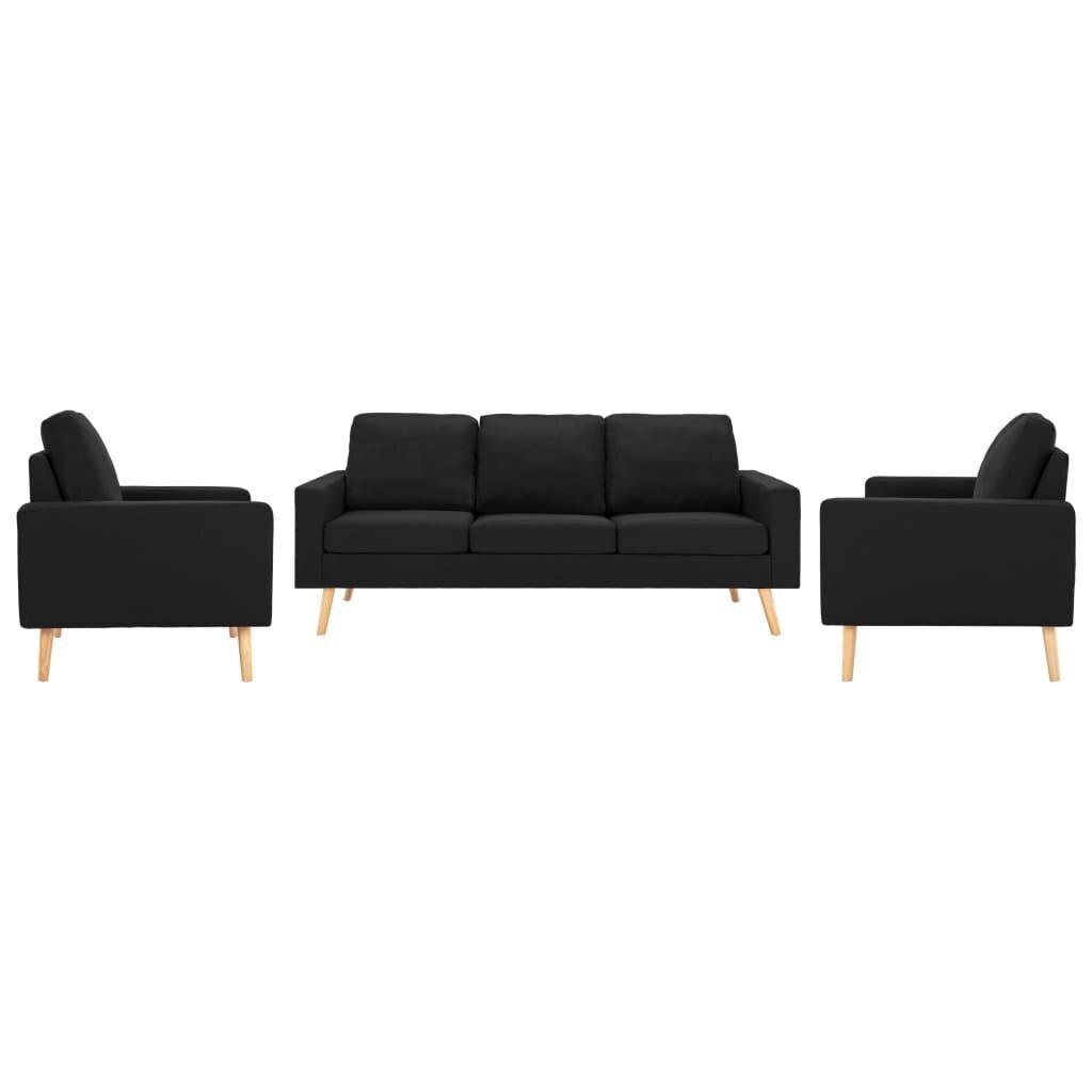 vidaXL trīsdaļīgs dīvānu komplekts, melns audums cena un informācija | Dīvāni | 220.lv