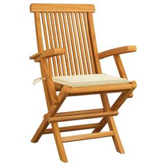 vidaXL dārza krēsli, krēmkrāsas matrači, 2 gab., masīvs tīkkoks cena un informācija | Dārza krēsli | 220.lv