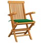 vidaXL dārza krēsli, zaļi matrači, 2 gab., masīvs tīkkoks цена и информация | Dārza krēsli | 220.lv