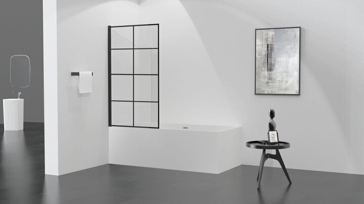 Vannas istabas siena Mexen Alex 70,80 cm, black grids цена и информация | Piederumi vannām un dušas kabīnēm | 220.lv