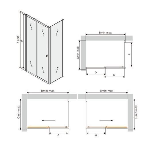 Dušas kabīne Mexen Apia, 115x70,80,90,100 cm, daļēji matēta cena un informācija | Dušas kabīnes | 220.lv