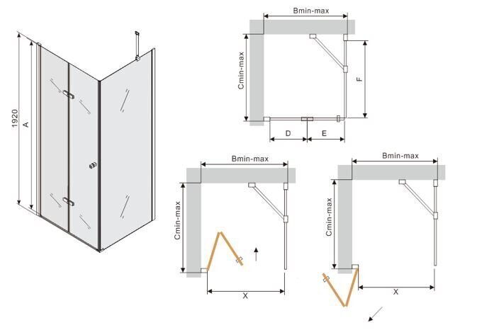 Dušas kabīne Mexen Lima 75x70,80,90,100,110,120 cm cena un informācija | Dušas kabīnes | 220.lv