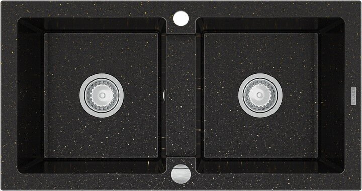 Granīta virtuves izlietne Mexen Mario ar sifonu, Metallic black/gold cena un informācija | Virtuves izlietnes | 220.lv