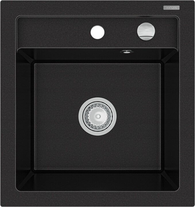 Granīta virtuves izlietne Mexen Vito ar sifonu, Black цена и информация | Virtuves izlietnes | 220.lv