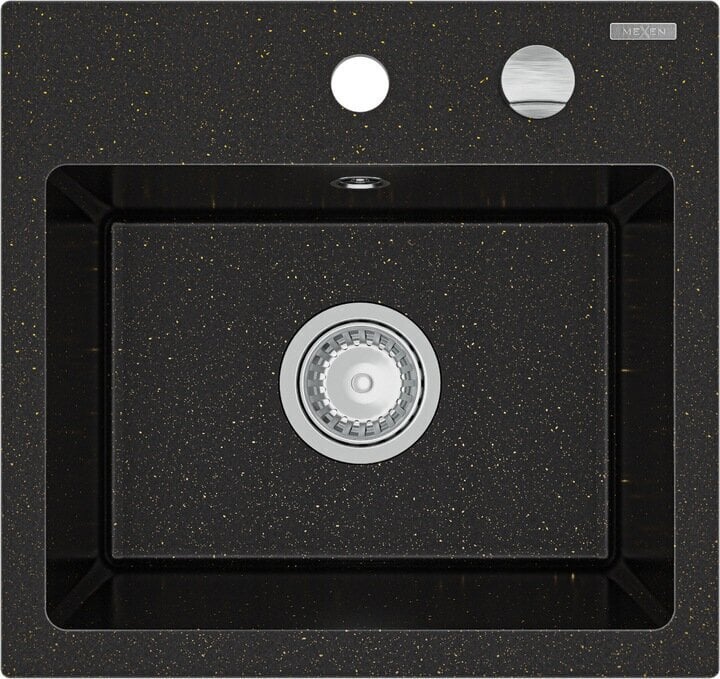 Granīta virtuves izlietne Mexen Milo ar sifonu, Metallic black/gold цена и информация | Virtuves izlietnes | 220.lv