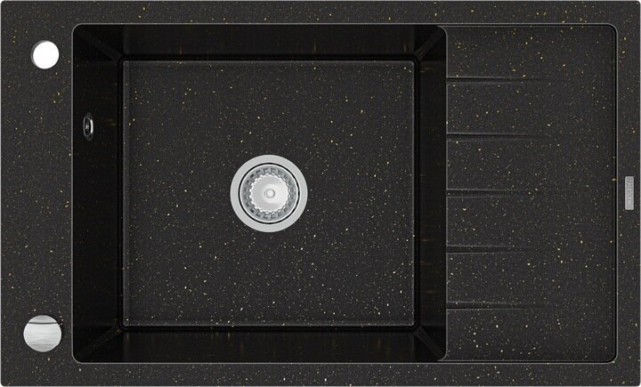Granīta virtuves mazgātājs Mexen Elias ar sifonu, Metallic black/gold cena un informācija | Virtuves izlietnes | 220.lv