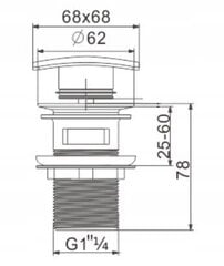 Mexen "Klik-klak" kvadrātveida vāciņš izlietnei ar pārplūdi, Black cena un informācija | Sifoni | 220.lv