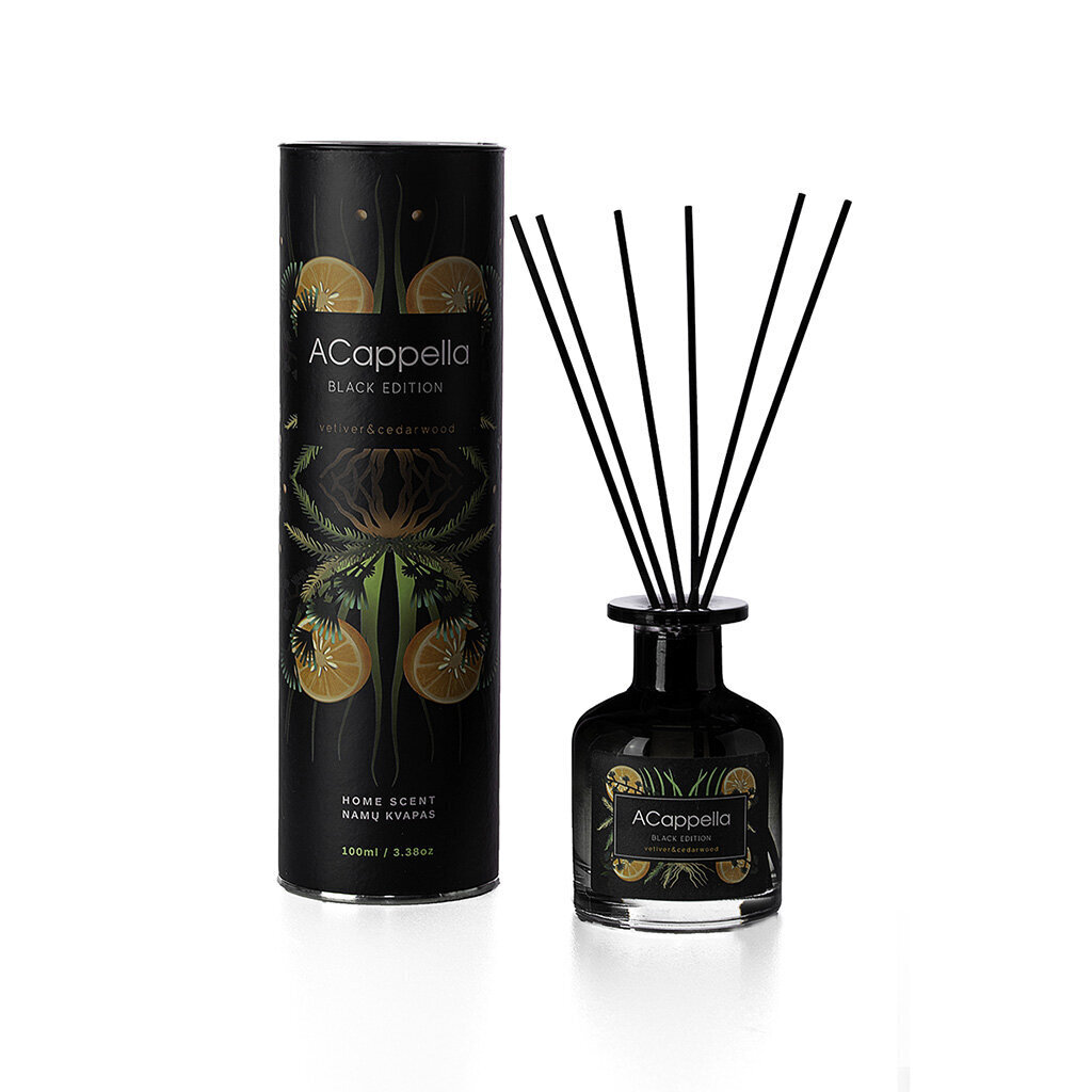 Mājas smarža ar nūjiņām ACappella Black Edition Vetiver & Cedarwood 100 ml cena un informācija | Mājas aromāti | 220.lv
