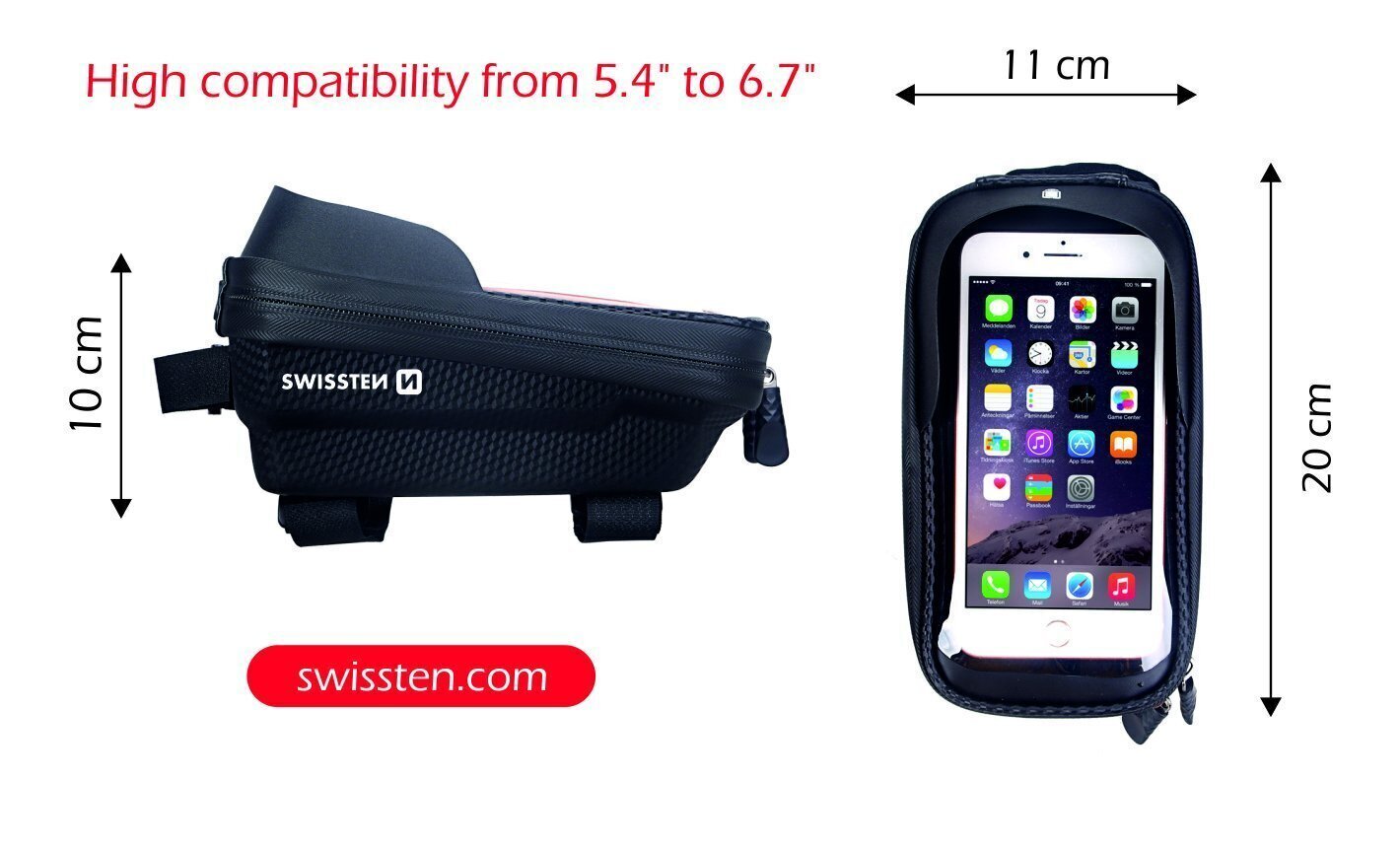 Swissten Ūdensizturīgs velosipēda Turētājs / Soma mobilajiem tālruņiem 5,4 - 6,7 collu / Melns cena un informācija | Auto turētāji | 220.lv