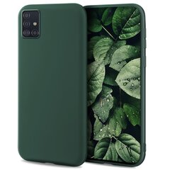 Moozy Minimalist plāns, matēts silikona vāciņš saderīgs ar Samsung A51 telefona modeli, Tumši zaļš цена и информация | Чехлы для телефонов | 220.lv