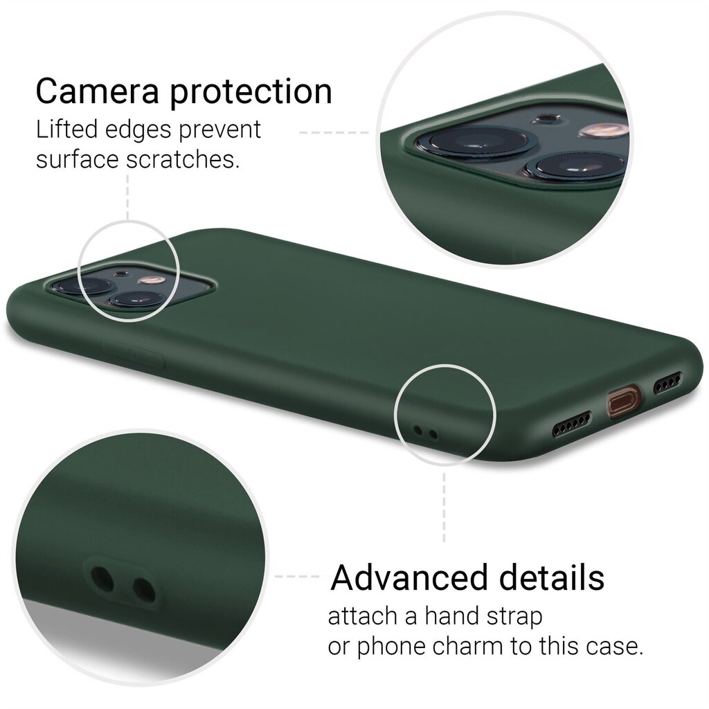 Moozy Lifestyle telefona vāciņš saderīgs ar iPhone 12, iPhone 12 Pro – augstvērtīga silikona apvalks ar matētu virsmu un mīkstu mikrošķiedras oderi, Tumši zaļš cena un informācija | Telefonu vāciņi, maciņi | 220.lv