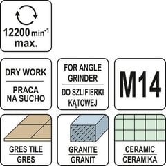 Dimanta urbšanas kronis d-10mm Yato (YT-60443) cena un informācija | Rokas instrumenti | 220.lv