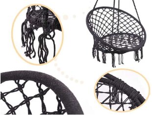 Melns šūpuļtīkls krēsls ar muguru, 80 cm cena un informācija | Šūpuļtīkli | 220.lv