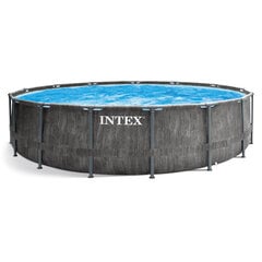 Каркасный бассейн Intex Prism Frame Greywood Premium 457x122 см, с фильтром цена и информация | Бассейны | 220.lv