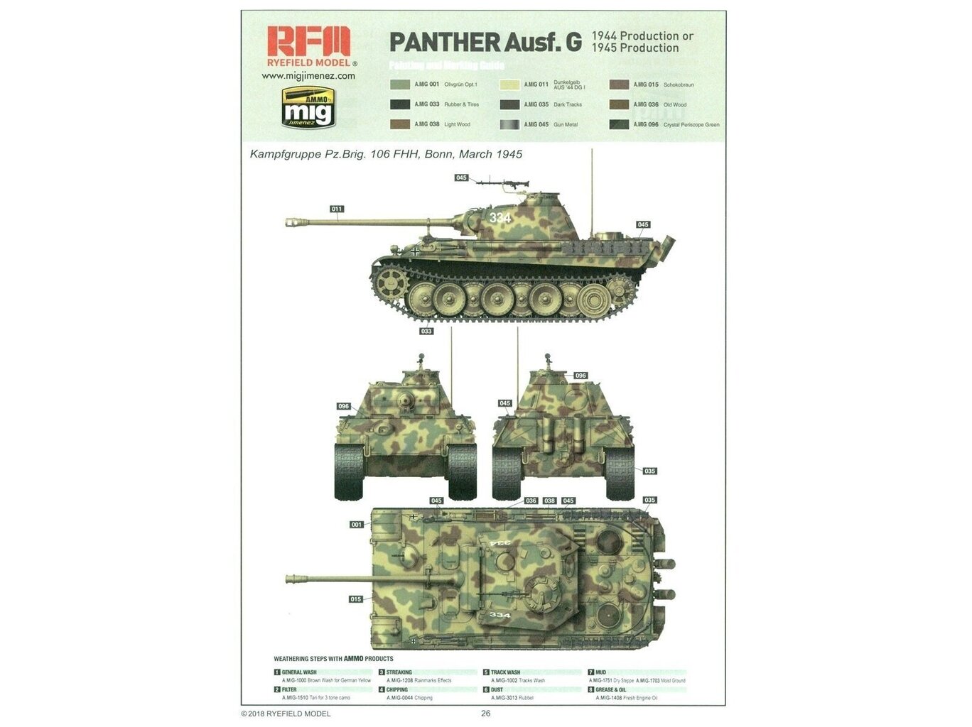 Rye Field Model - Panther Ausf.G Early / Late, 1/35, RFM-5018 cena un informācija | Konstruktori | 220.lv