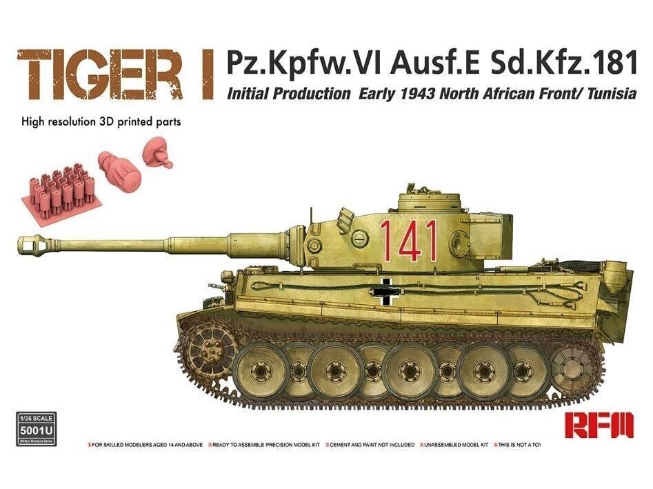 Rye Field Model - Tiger I Pz.Kpfw.VI Ausf.E Sd.Kfz. 181, 1/35, RFM-5001U цена и информация | Konstruktori | 220.lv