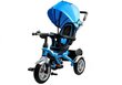 Trīsriteņu velosipēds ar jumtu PRO500, zils ar melnu rāmi cena un informācija | Trīsriteņi | 220.lv