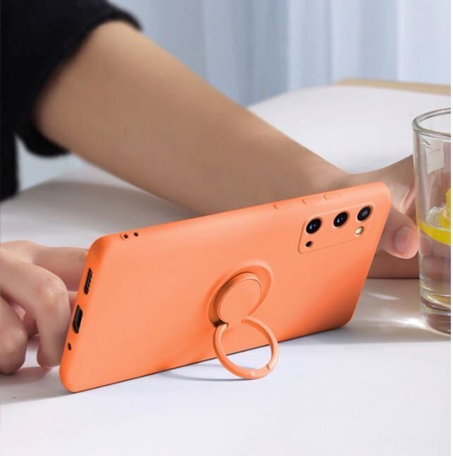Hallo Ring Liquid Silicone Back Case silikona Apvalks Xiaomi Redmi Note 9T Oranžs cena un informācija | Telefonu vāciņi, maciņi | 220.lv