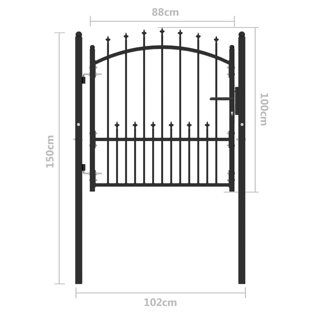 vidaXL Vārti ar tapām, 100x100 cm, melni цена и информация | Žogi un piederumi | 220.lv