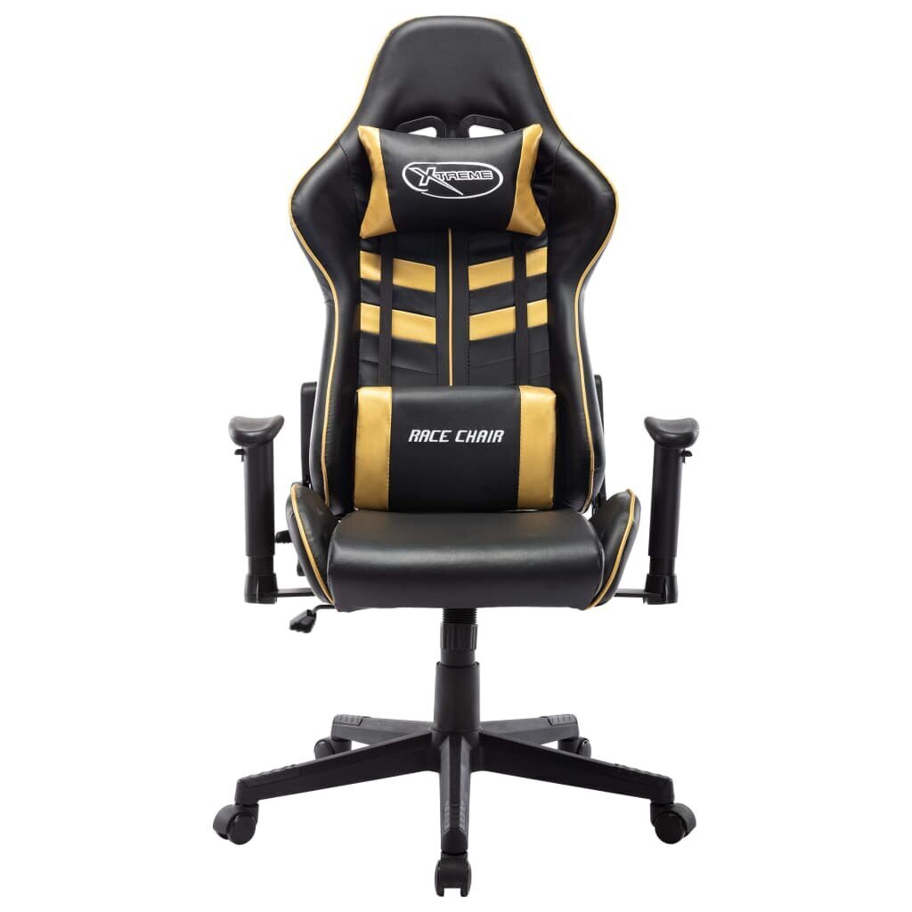 vidaXL datorspēļu krēsls, melns un zelts, mākslīga āda цена и информация | Biroja krēsli | 220.lv