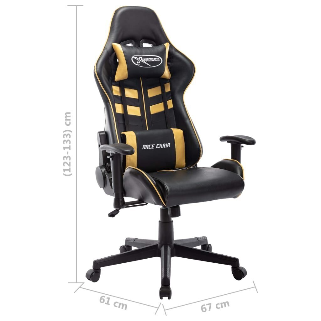 vidaXL datorspēļu krēsls, melns un zelts, mākslīga āda цена и информация | Biroja krēsli | 220.lv