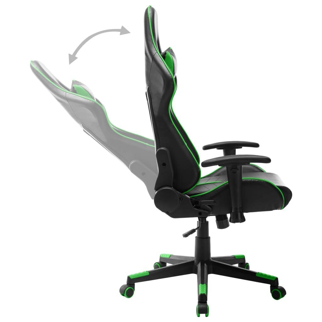 vidaXL datorspēļu krēsls, melns un zaļš, mākslīgā āda цена и информация | Biroja krēsli | 220.lv