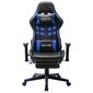 vidaXL datorspēļu krēsls ar kāju balstu, melns un zils, mākslīgā āda цена и информация | Biroja krēsli | 220.lv