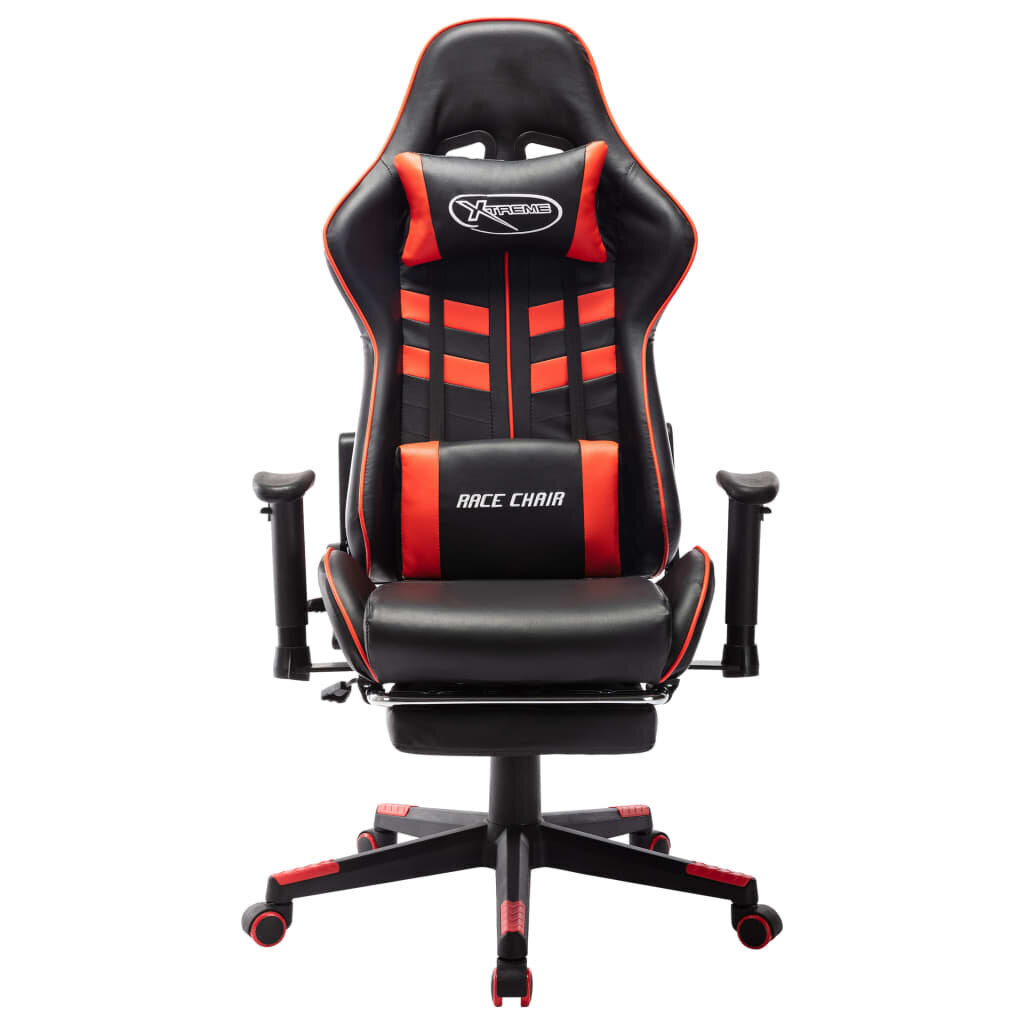vidaXL datorspēļu krēsls ar kāju balstu, melns un sarkans, mākslīgā āda cena un informācija | Biroja krēsli | 220.lv