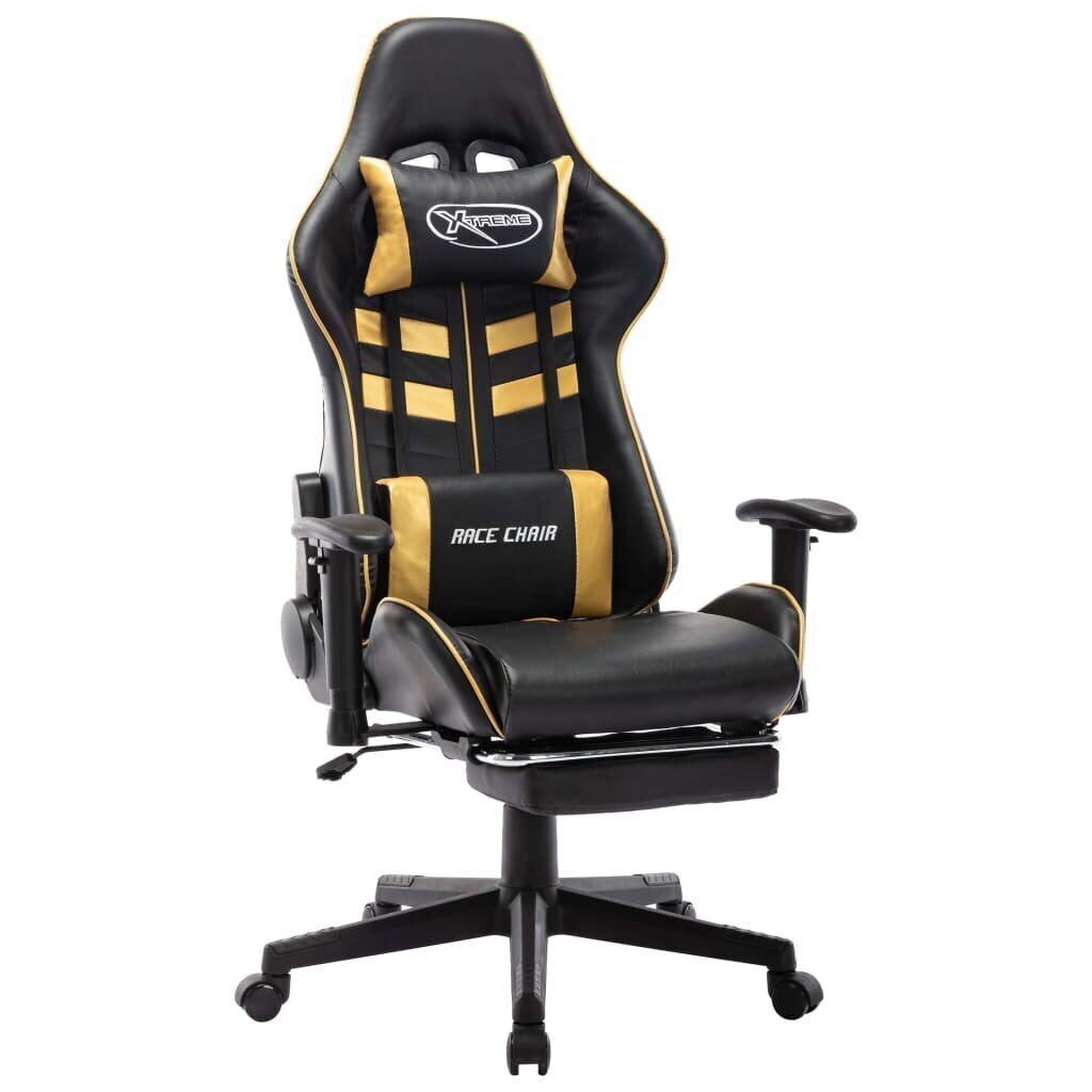 vidaXL datorspēļu krēsls ar kāju balstu, melns un zelts, mākslīgā āda cena un informācija | Biroja krēsli | 220.lv