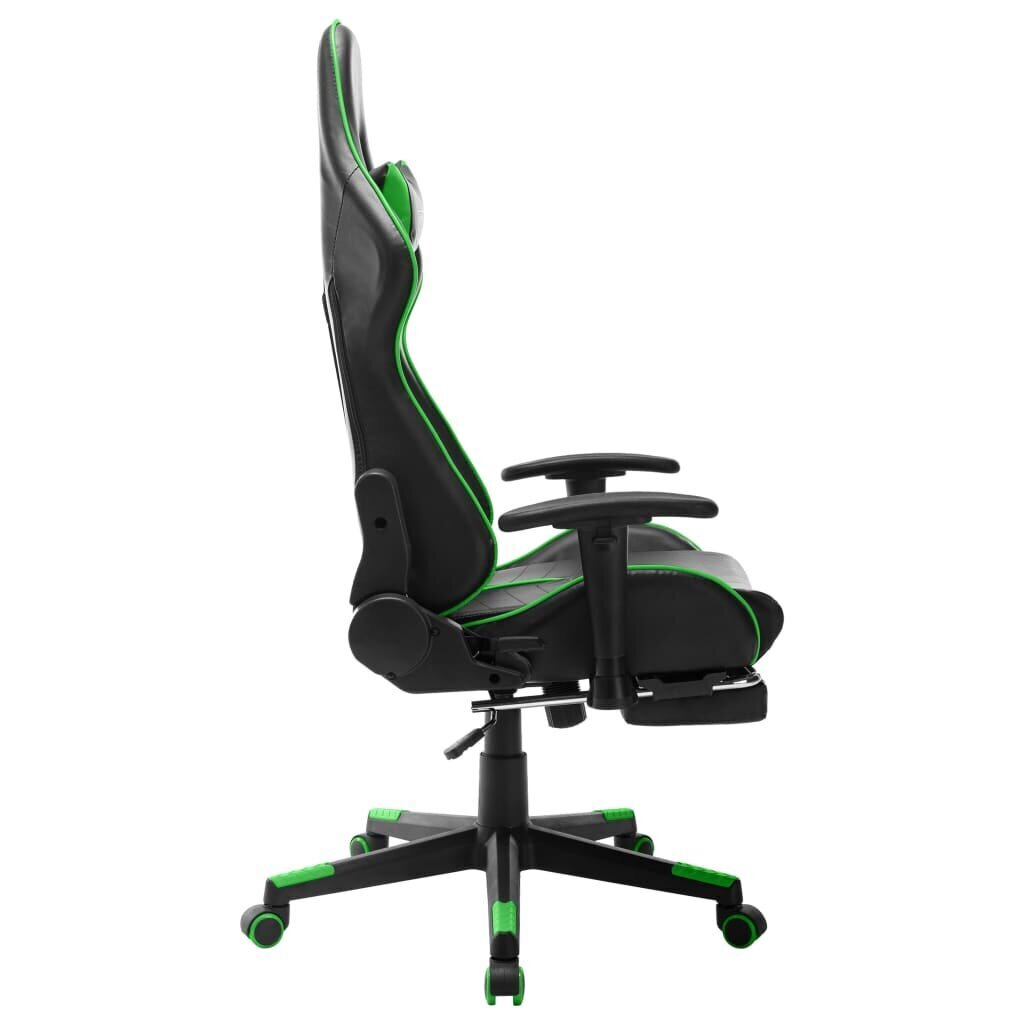 vidaXL datorspēļu krēsls ar kāju balstu, melns un zaļš, mākslīgā āda cena un informācija | Biroja krēsli | 220.lv