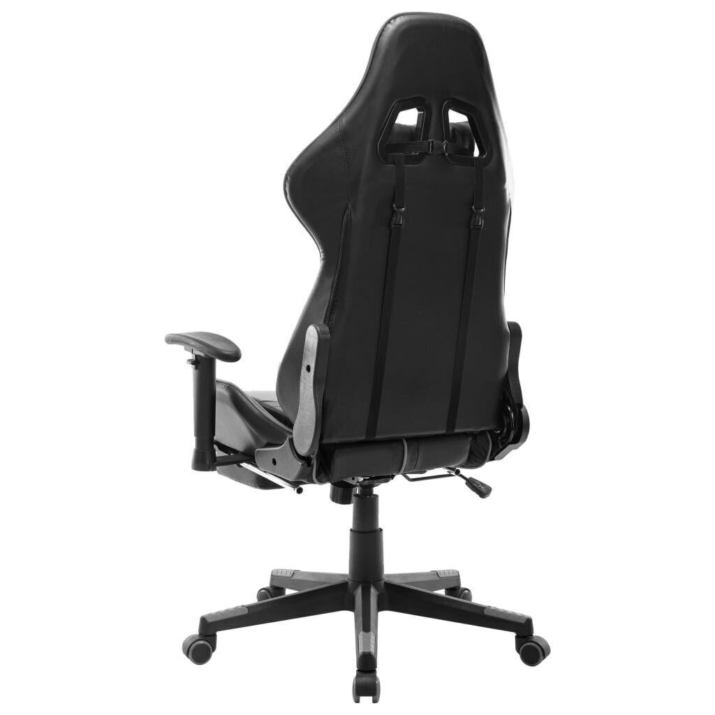 vidaXL datorspēļu krēsls ar kāju balstu, melns un pelēks, mākslīgā āda cena un informācija | Biroja krēsli | 220.lv