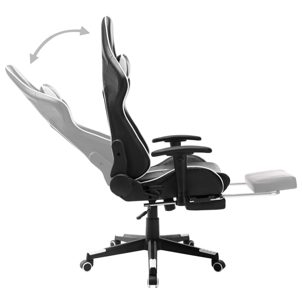 vidaXL datorspēļu krēsls ar kāju balstu, melns un balts, mākslīgā āda цена и информация | Biroja krēsli | 220.lv