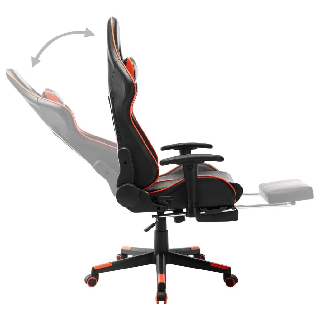 vidaXL datorspēļu krēsls ar kāju balstu, melns un oranžs, mākslīgā āda cena un informācija | Biroja krēsli | 220.lv