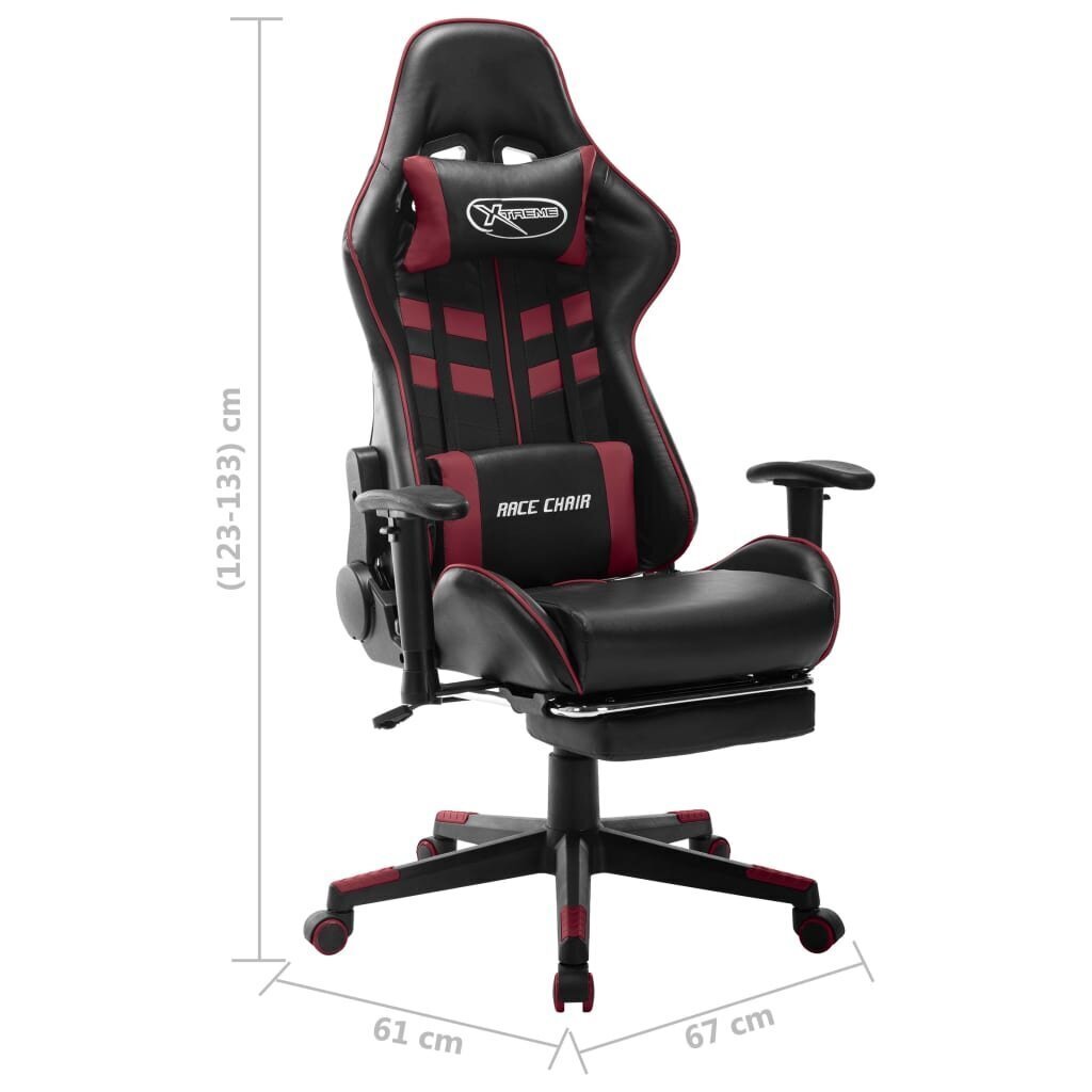 vidaXL datorspēļu krēsls ar kāju balstu, melns un vīna sarkans, mākslīgā āda cena un informācija | Biroja krēsli | 220.lv