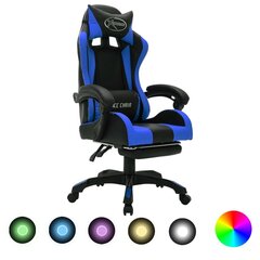 vidaXL datorspēļu krēsls ar LED gaismām, zils un melns, mākslīgā āda цена и информация | Офисные кресла | 220.lv
