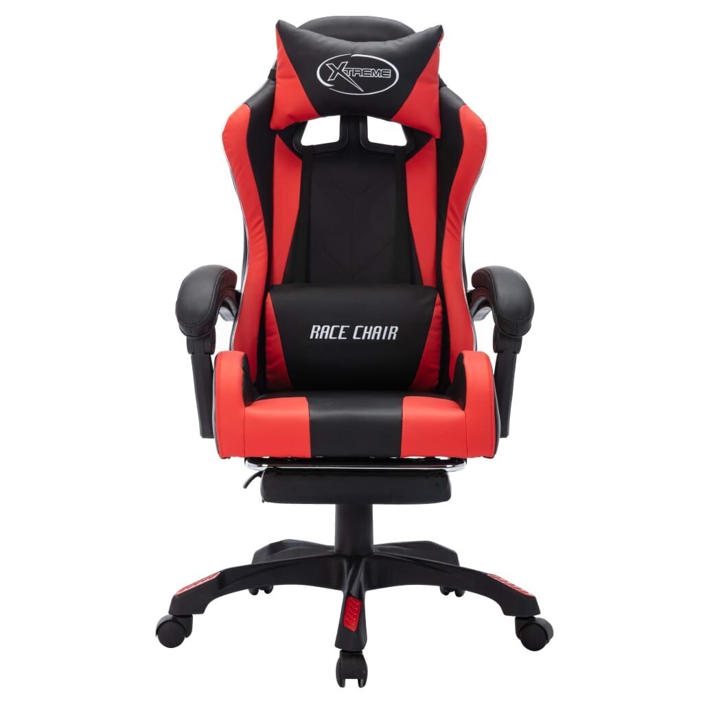 vidaXL datorspēļu krēsls ar LED gaismām, sarkans un melns, mākslīgā āda цена и информация | Biroja krēsli | 220.lv